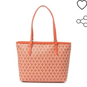 Lancaster medium tote (leather), orange print. New, never used. No tags